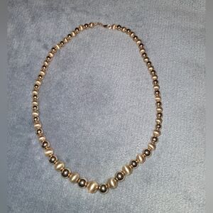 Aurafin‎ 14k Yellow Gold Necklace Graduated Contrast Beads Peru